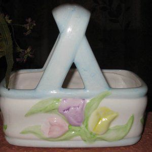 Ceramic Vase White with Flowers